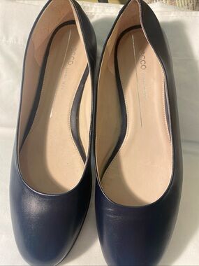 ECCO Danish design Navy bluebLeather Women's Ballet Flats Sz 40 EU